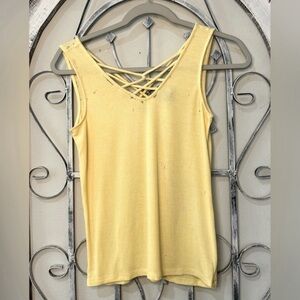 Rue 21 Yellow Sleeveless Top with Crisscross Detail #1183
